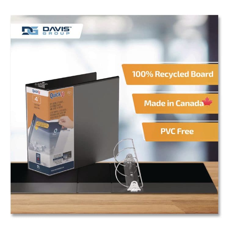 STRIDE WRITING QuickFit D-Ring View Binder, 3 Rings, 4" Capacity, 11.5 x 8, Black (DVO870601) thumbnail 3