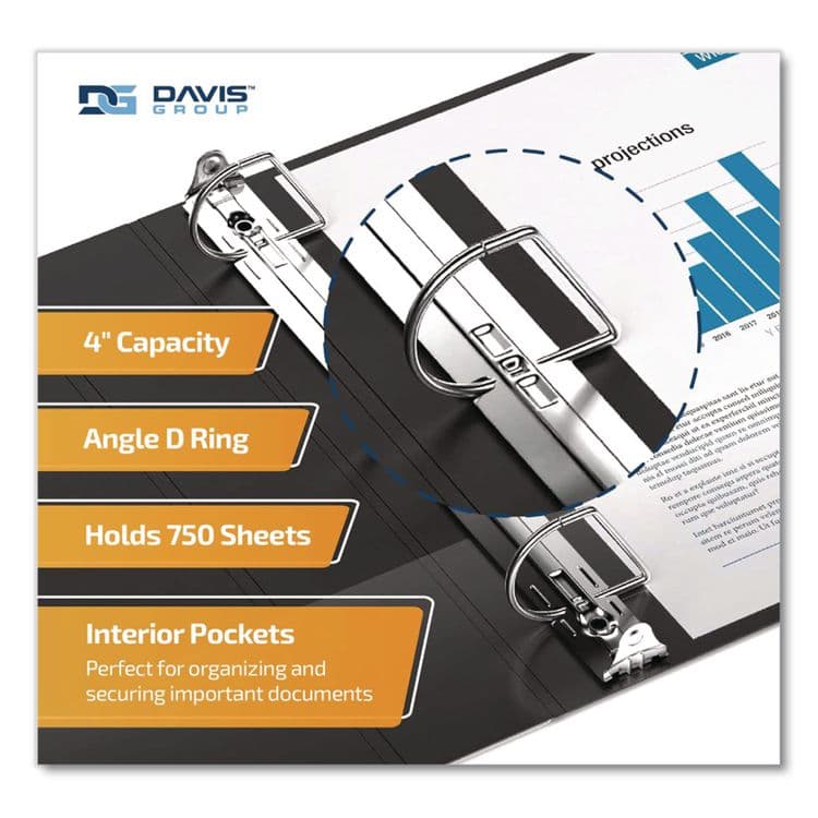 STRIDE WRITING QuickFit D-Ring View Binder, 3 Rings, 4" Capacity, 11.5 x 8, Black (DVO870601) thumbnail 4