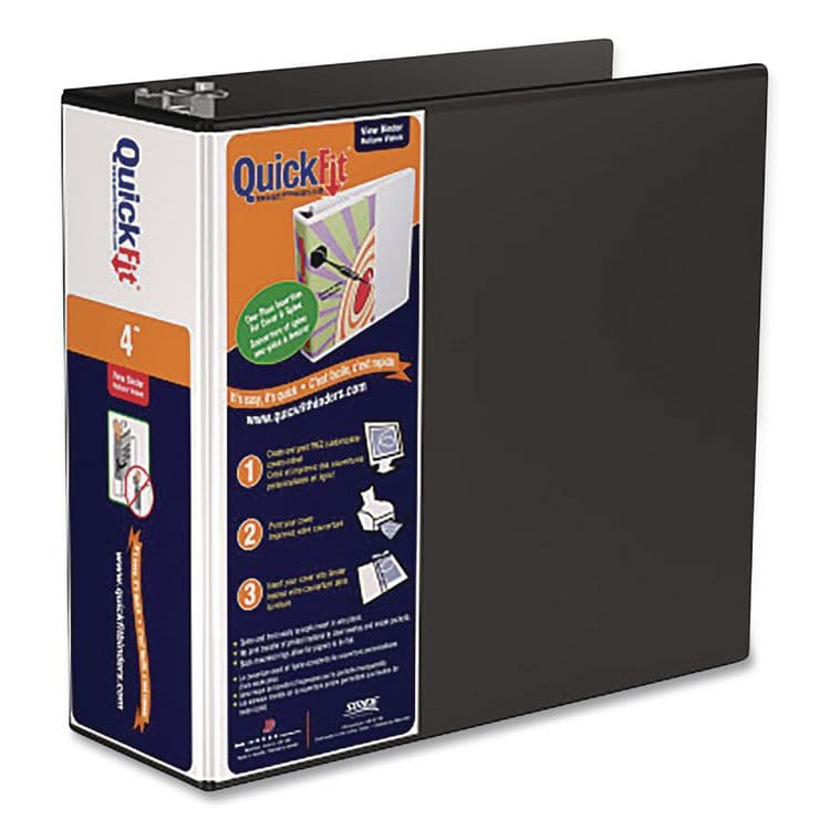 STRIDE WRITING QuickFit D-Ring View Binder, 3 Rings, 4" Capacity, 11.5 x 8, Black (DVO870601)
