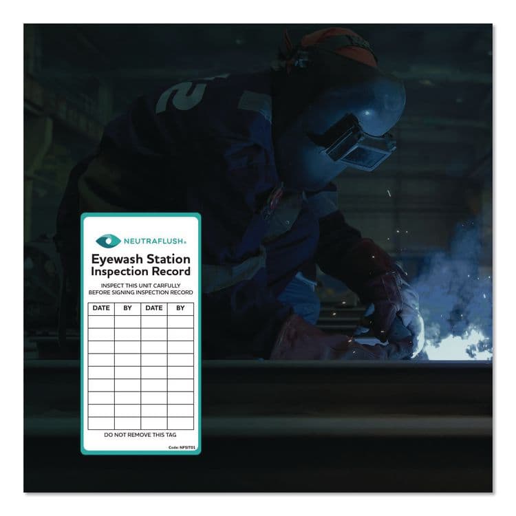 AERO HEALTHCARE Eyewash Station Inspection Label, "Eyewash Station Inspection Record/Chart", 6" x 3", Green/Black/White (AOHNFSIT01) thumbnail 4