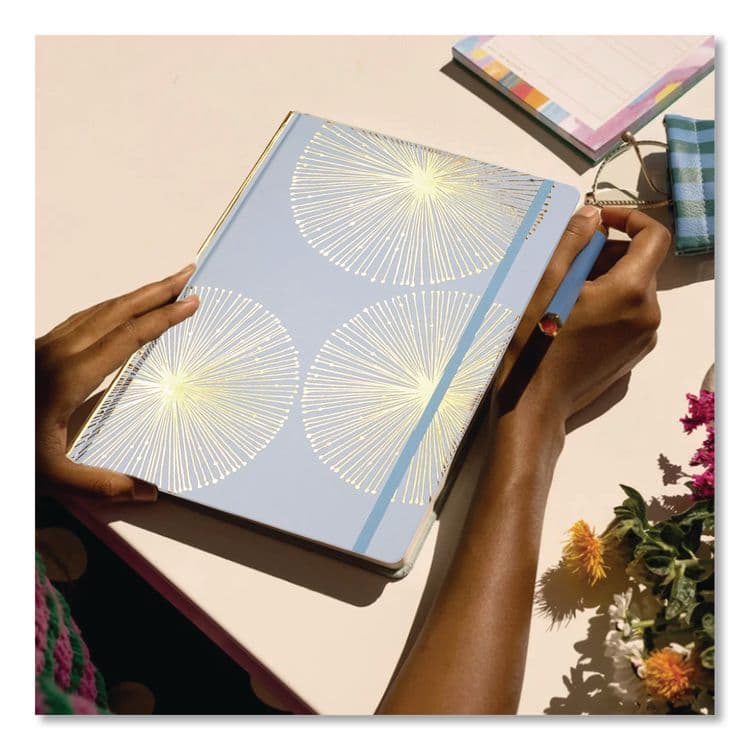 DESIGNWORKS INK Hardcover Journal, Organics Dandelion Artwork, Narrow Rule, Sky Blue/Gold Cover, (100) 10 x 7 Sheets (DWOJD801019) thumbnail 2