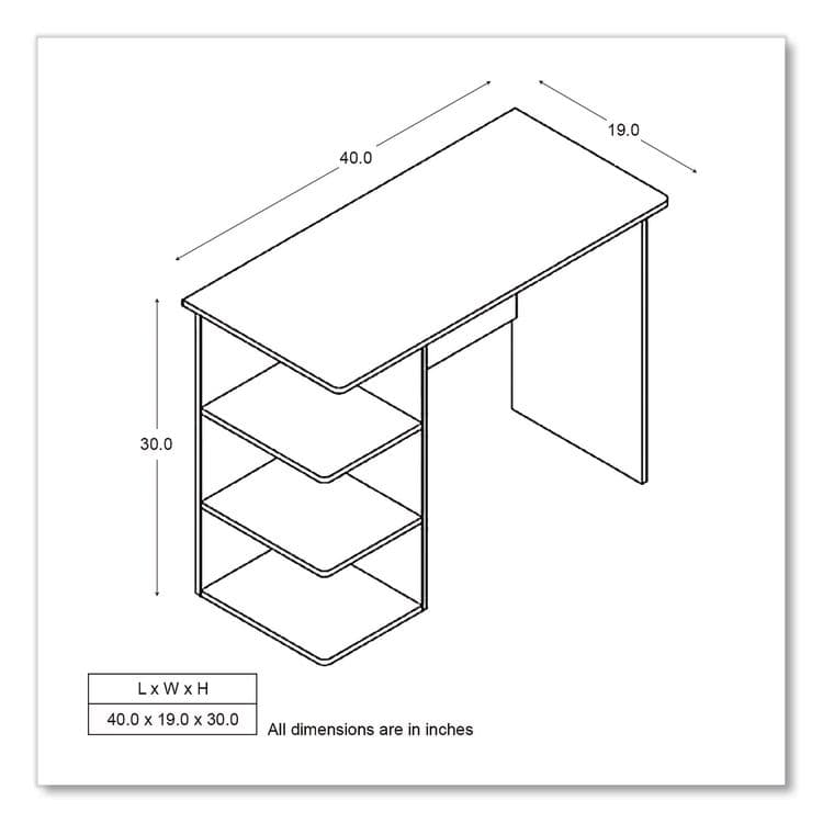 EASY 2 GO Student Desk with Bookcase, 40" x 19" x 30", Dark Wood Finish (EYGWEOF0146CC) thumbnail 2