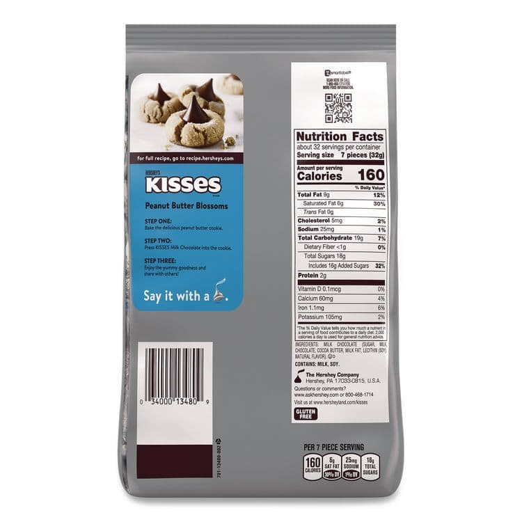 THE HERSHEY COMPANY KISSES Milk Chocolate Candy, Party Pack, 35.8 oz Bag (HRSHEC13480) thumbnail 2