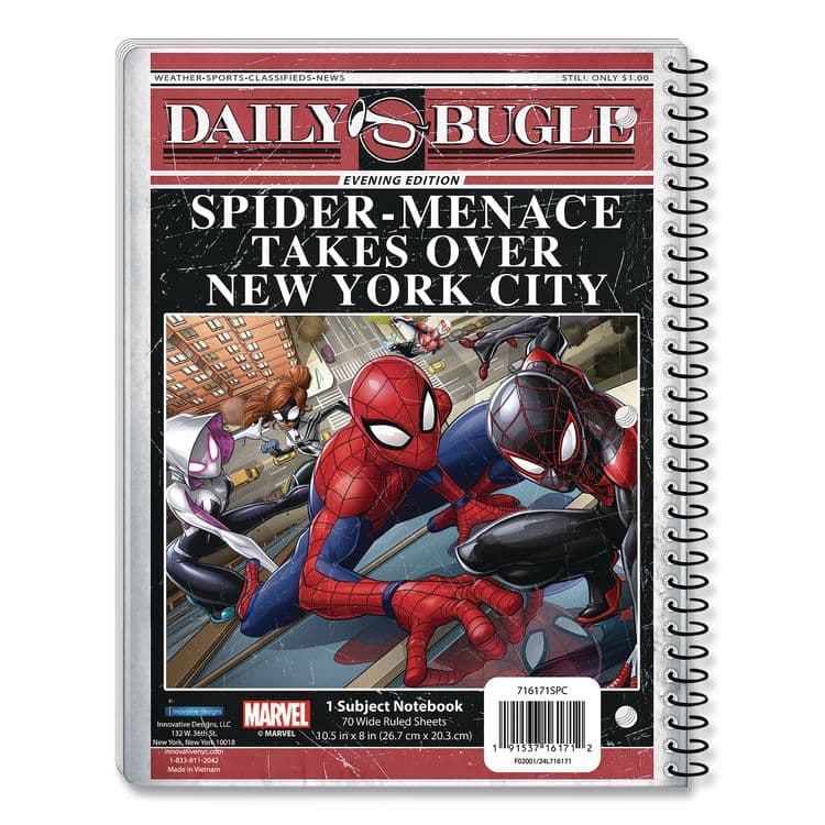 INNOVATIVE DESIGNS LLC Licensed Spiral Notebook, Marvel Spider-Man, 1-Subject, Wide/Legal Rule, Multicolor Cover, (70) 10.5 x 8 Sheets (IDI716171SPCSA) thumbnail 2