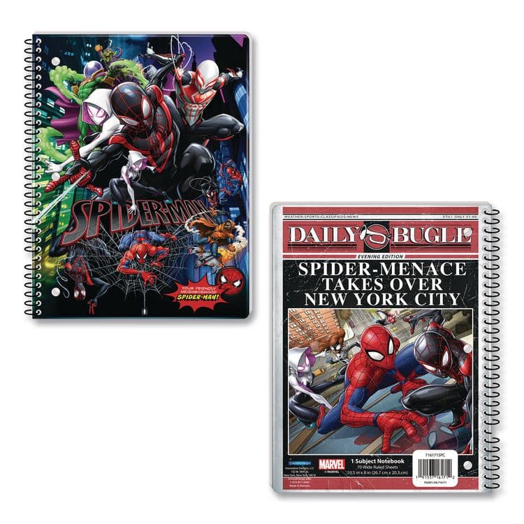 INNOVATIVE DESIGNS LLC Licensed Spiral Notebook, Marvel Spider-Man, 1-Subject, Wide/Legal Rule, Multicolor Cover, (70) 10.5 x 8 Sheets (IDI716171SPCSA)