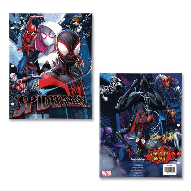 INNOVATIVE DESIGNS LLC Licensed Two-Pocket Folder, Marvel Spiderman, Side: 3-Hole Punched, Accommodates (50) 11 x 8.5 Sheets, Multicolor (IDI716173SPCSA)