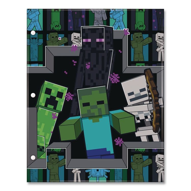 INNOVATIVE DESIGNS LLC Licensed Two-Pocket Folder, Minecraft, Side: 3-Hole Punched, Accommodates (50) 11 x 8.5 Sheets, Multicolor (IDI716604MCRSA) thumbnail 3