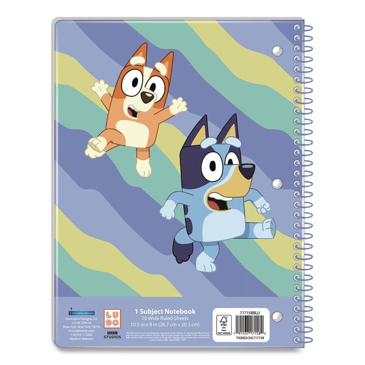 INNOVATIVE DESIGNS LLC Licensed Spiral Notebook, Bluey and Bingo, 1-Subject, Wide/Legal Rule, Multicolor Cover, (70) 10.5 x 8 Sheets (IDI717158BLUSA) thumbnail 2