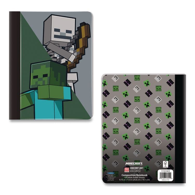 INNOVATIVE DESIGNS LLC Licensed Composition Book, Minecraft, Wide/Legal Rule, Multicolor Cover, (100) 9.75 x 7.5 Sheets (IDI717251MCRSA)