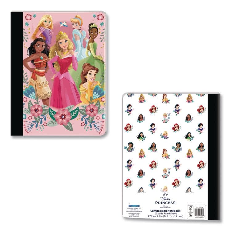 INNOVATIVE DESIGNS LLC Licensed Composition Book, Disney Princesses, Wide/Legal Rule, Multicolor Cover, (100) 9.75 x 7.5 Sheets (IDI717327PRSA)