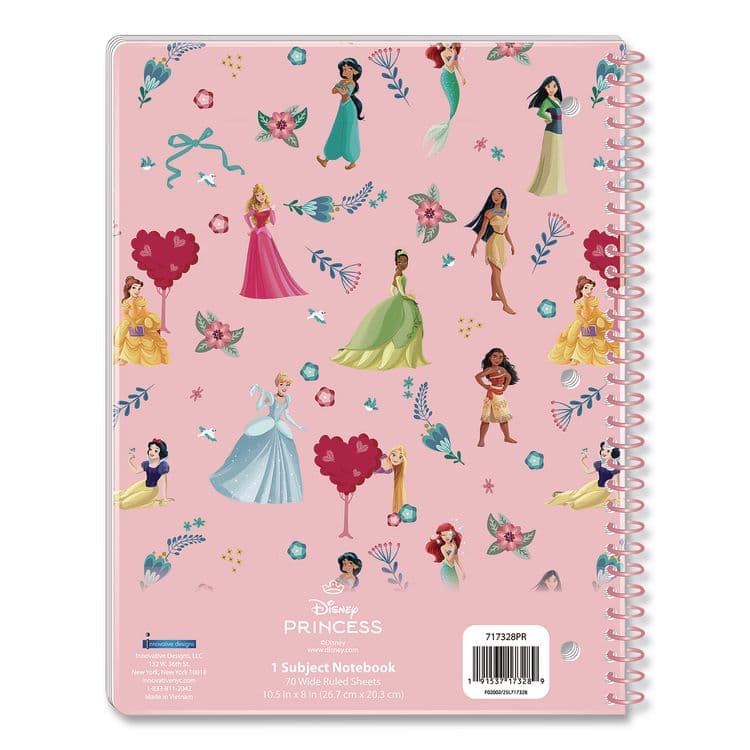 INNOVATIVE DESIGNS LLC Licensed Spiral Notebook, Disney Princesses, 1-Subject, Wide/Legal Rule, Multicolor Cover, (70) 10.5 x 8 Sheets (IDI717328PRSA) thumbnail 2