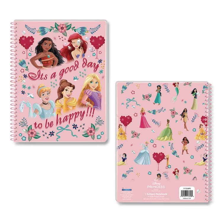 INNOVATIVE DESIGNS LLC Licensed Spiral Notebook, Disney Princesses, 1-Subject, Wide/Legal Rule, Multicolor Cover, (70) 10.5 x 8 Sheets (IDI717328PRSA)