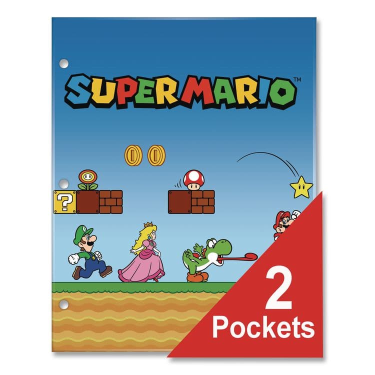 INNOVATIVE DESIGNS LLC Licensed Two-Pocket Folder, Super Mario, Side: 3-Hole Punched, Accommodates (50) 11 x 8.5 Sheets, Multicolor (IDI717890MBSA) thumbnail 4