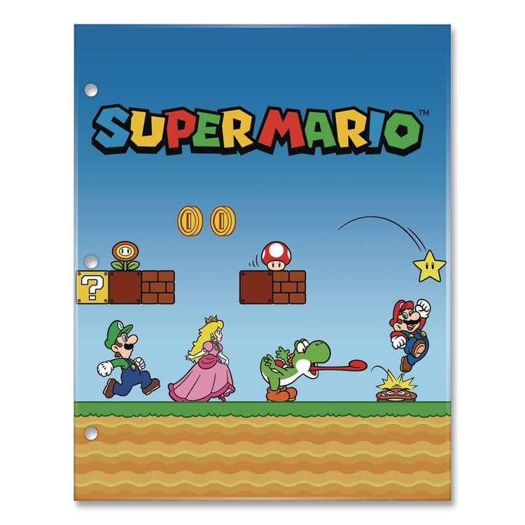 INNOVATIVE DESIGNS LLC Licensed Two-Pocket Folder, Super Mario, Side: 3-Hole Punched, Accommodates (50) 11 x 8.5 Sheets, Multicolor (IDI717890MBSA) thumbnail 3