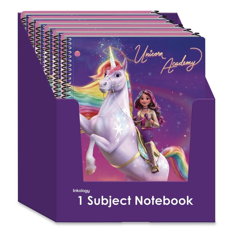INKOLOGY Licensed Spiral Notebook, Randomly Assorted Unicorn Academy Cover Designs, Medium/College Rule, (80) 10.5 x 8 Sheets (INK4820212PDQ)