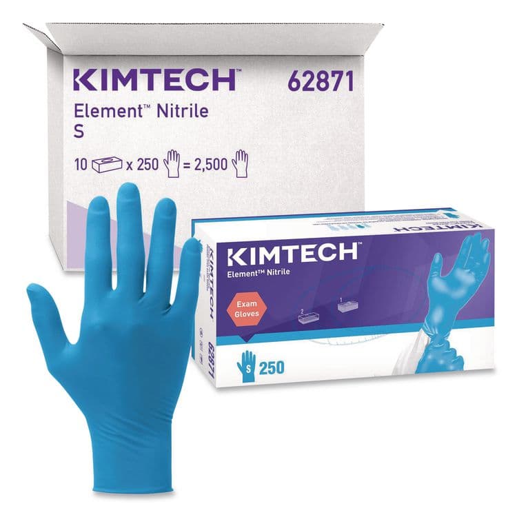 ANSELL LIMITED Element Nitrile Exam Gloves, Powder-Free, AQL 1.5, Small, 3.2 mil Thick, 9.3" Long, Blue, 250/Box, 10 Boxes/Carton (ANS62871)