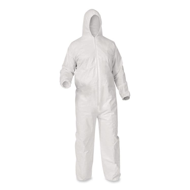 KIMBERLY-CLARK PROFESSIONAL A35 Liquid and Particle Protection Coveralls, Zipper Front, Hooded, Elastic Wrists and Ankles, 3X-Large, White, 25/Carton (ANS38942)