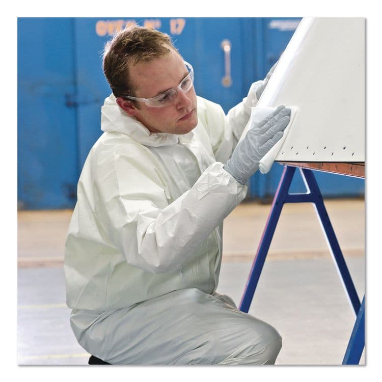 KIMBERLY-CLARK PROFESSIONAL A35 Liquid and Particle Protection Coveralls, Zipper Front, Hooded, Elastic Wrists and Ankles, 3X-Large, White, 25/Carton (ANS38942) thumbnail 4