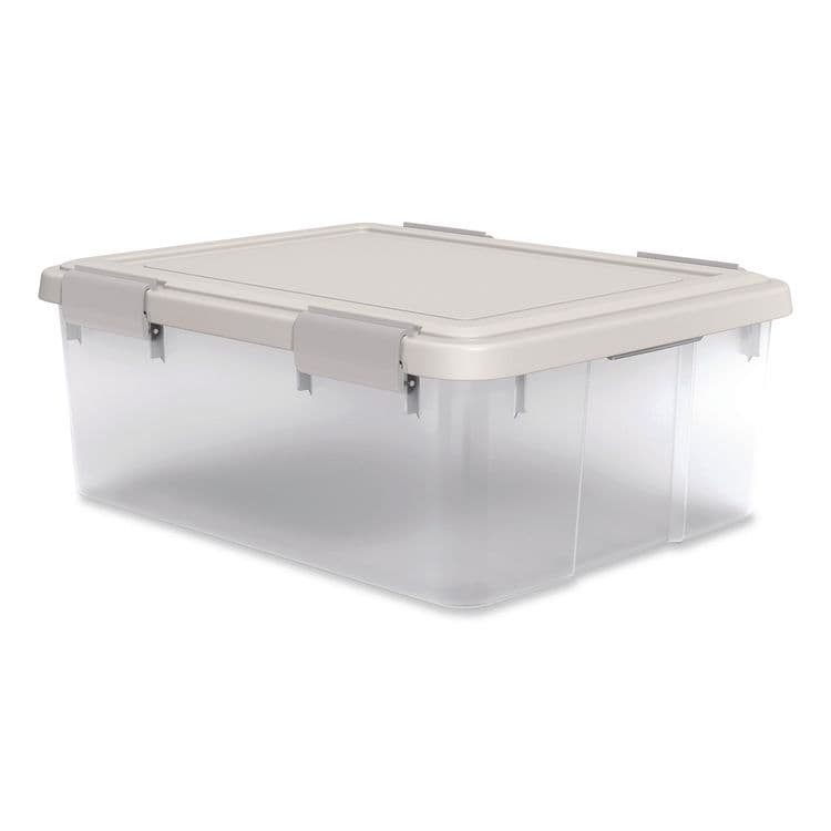 IRIS USA, WeatherPro Latching Lid Storage Bin, 30.6 qt, 15.75 x 19.68 x 7.75, Clear (IRS270016)