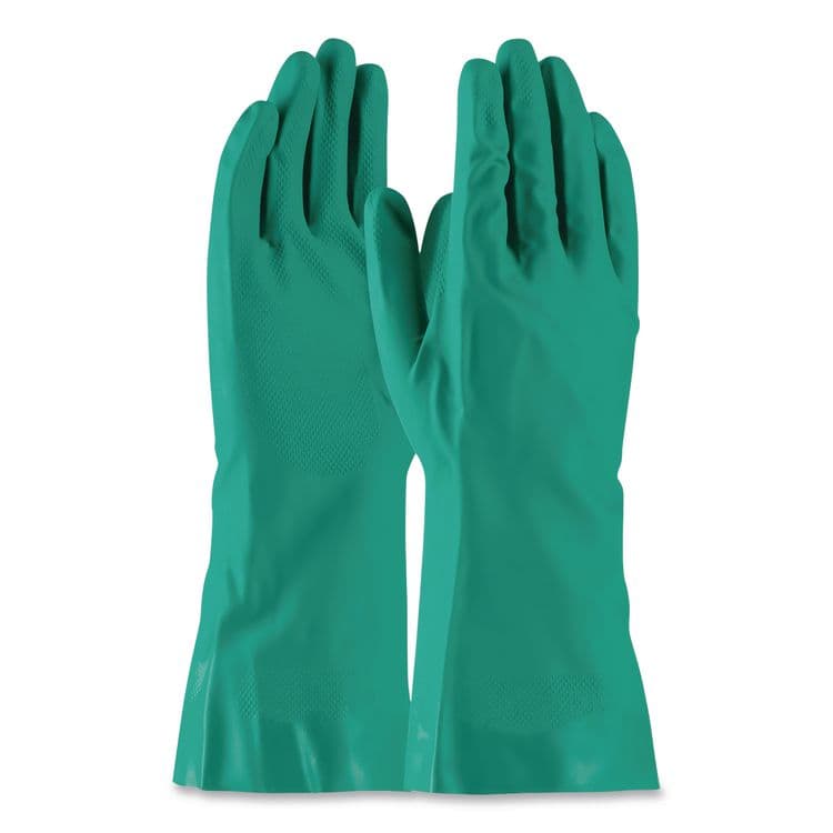 TRADEX INTERNATIONAL Pro N650 Series Flock-Lined Nitrile Rubber Gloves, 13" Long, Large, Green, 12 Pairs (TXINTL650LGHDG) thumbnail 2