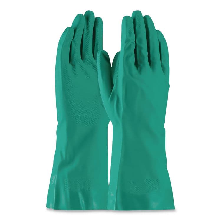 TRADEX INTERNATIONAL Pro N650 Series Flock-Lined Nitrile Rubber Gloves, 13" Long, X-Large, Green, 12 Pairs (TXINTL650XLHDG) thumbnail 2