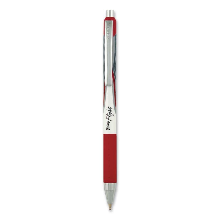 ZEBRA PEN CORP. Z-Grip Flight Ballpoint Pen, Retractable, Bold 1.2 mm, Red Ink, Red/White/Silver Barrel, Dozen (ZEB21930) thumbnail 2