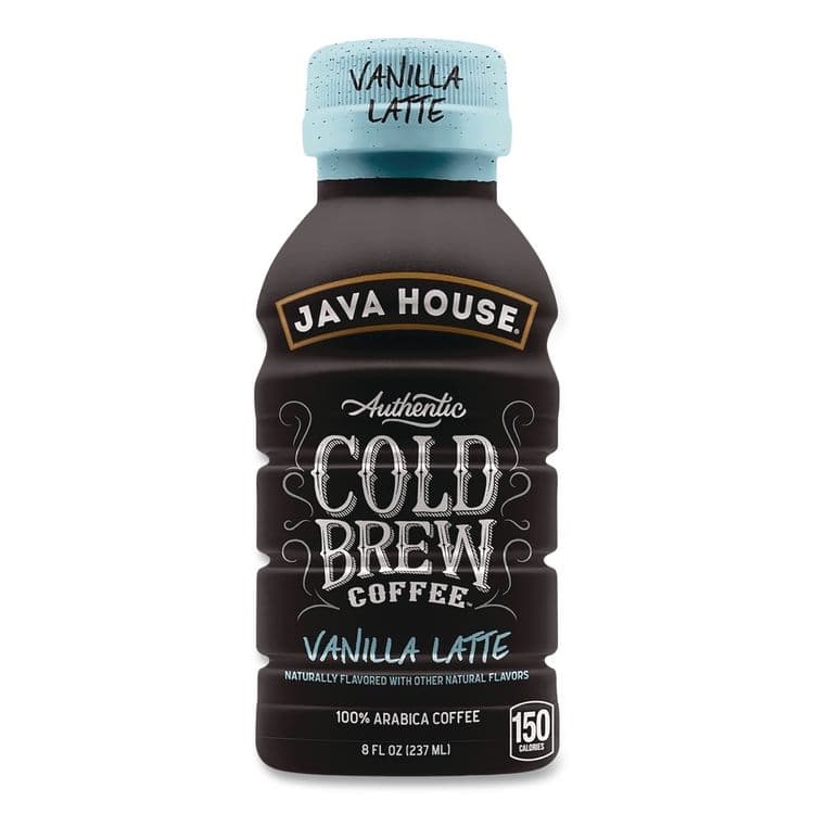 JAVA HOUSE Cold Brew Coffee, Vanilla Latte, 8 oz Bottle, 24/Carton (JVHHFP01785) thumbnail 2