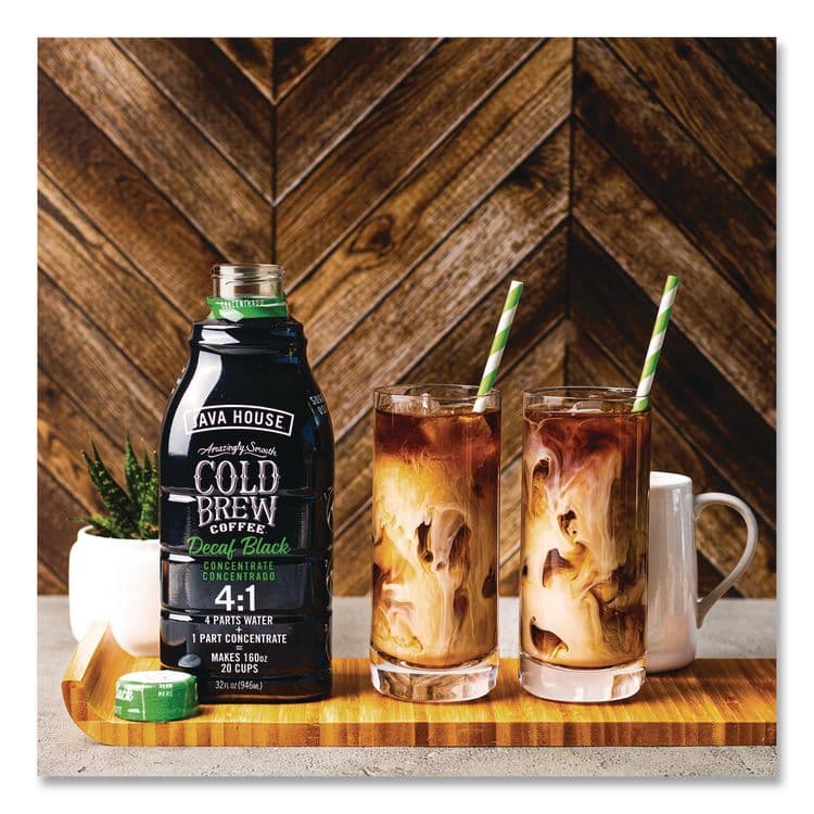 JAVA HOUSE Cold Brew Coffee Concentrate, Decaf Black, 32 oz Bottle (JVHHFP01809) thumbnail 2