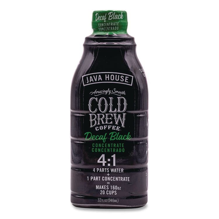 JAVA HOUSE Cold Brew Coffee Concentrate, Decaf Black, 32 oz Bottle (JVHHFP01809)