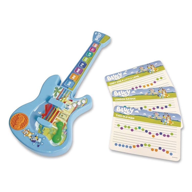 BLUEY Music Time Band Electronic Guitar, Ages 3 and Up, Blue/Orange/Green (LTP18002) thumbnail 2