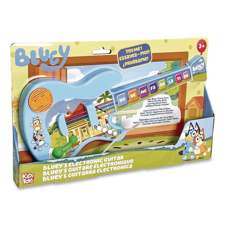 BLUEY Music Time Band Electronic Guitar, Ages 3 and Up, Blue/Orange/Green (LTP18002)