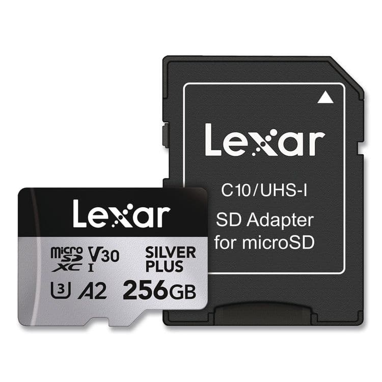 LEXAR MEDIA . Professional SILVER Series microSDXC Memory Card with Adapter, UHS-I, V30 Class 10, 256 GB (LXRLMSSIPL256GB) thumbnail 2