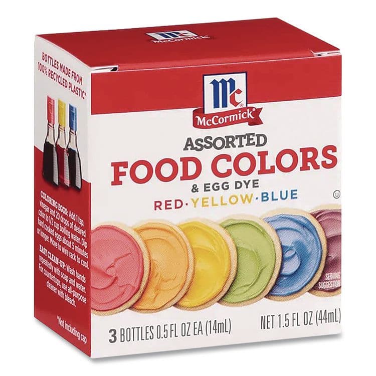 MCCORMICK & CO Food Coloring, Red/Yellow/Blue, 0.5 oz Bottle, 3/Box (MKCMCM05308)