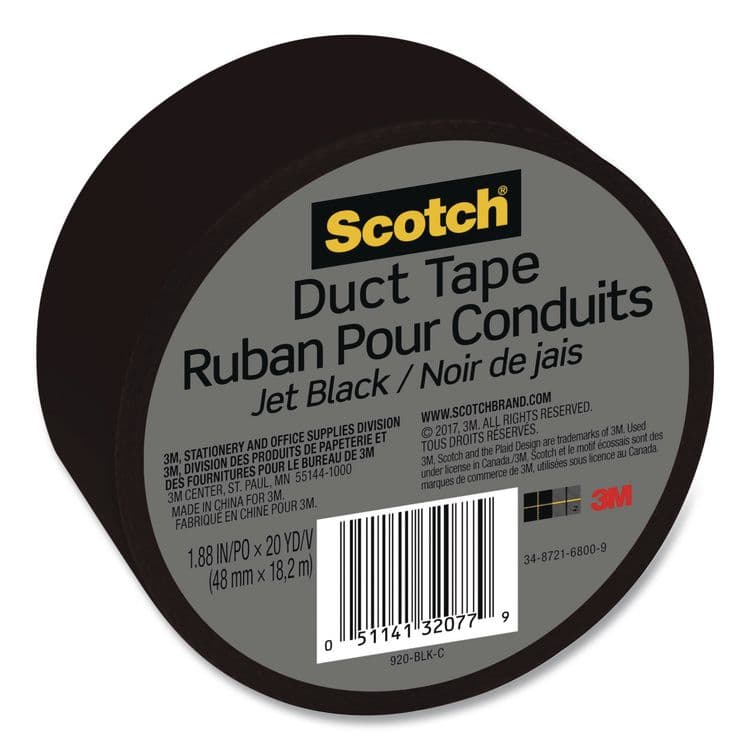 3M/COMMERCIAL TAPE DIV. Duct Tape, 3" Core, 1.88" x 20 yds, Jet Black (MMM920BLKC) thumbnail 2