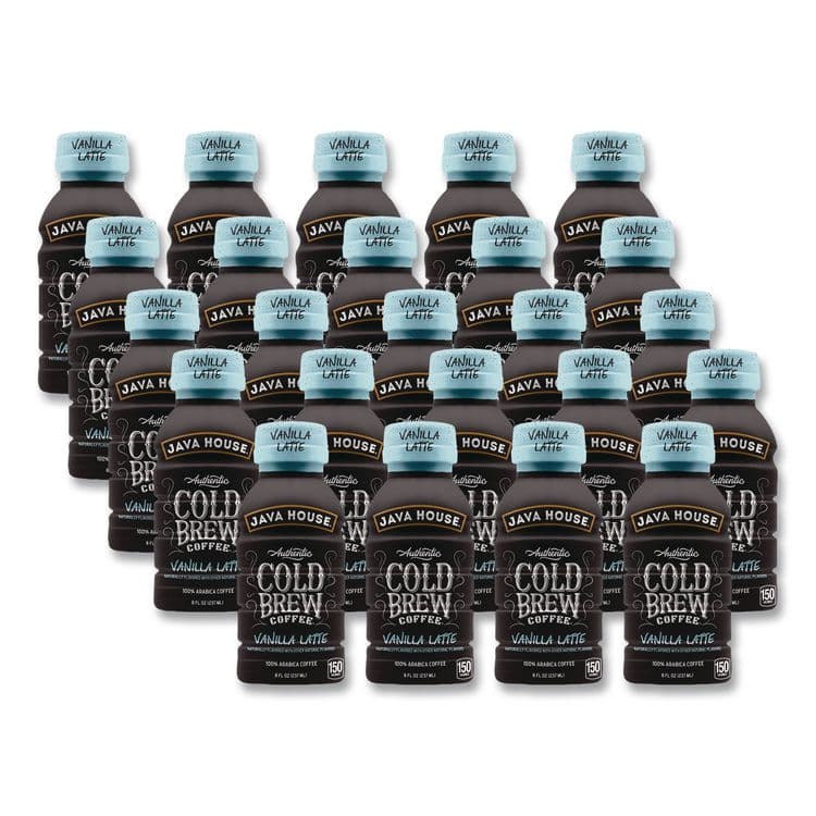 JAVA HOUSE Cold Brew Coffee, Vanilla Latte, 8 oz Bottle, 24/Carton (JVHHFP01785)