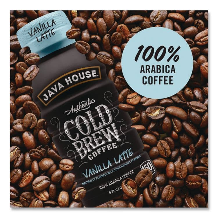 JAVA HOUSE Cold Brew Coffee, Vanilla Latte, 8 oz Bottle, 24/Carton (JVHHFP01785) thumbnail 3