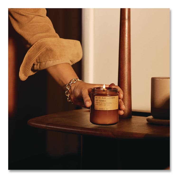 P.F. CANDLE CO. Ojai Lavender Soy Candle, 40 to 50 Hours Burn Time, 2.9 d x 3.5 h, 7.2 oz, Amber (PFRSC35) thumbnail 2