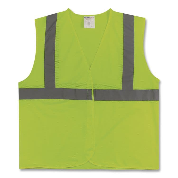 PROTECTIVE INDUSTRIAL PRODUCTS ANSI Class 2 Hook and Loop Safety Vest, Large, Lime (PID302MVGLYL)