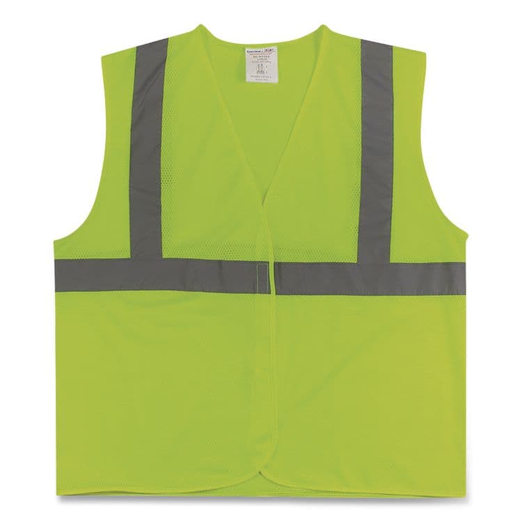 PROTECTIVE INDUSTRIAL PRODUCTS ANSI Class 2 Hook and Loop Safety Vest, X-Large, Lime (PID302MVGLYXL)