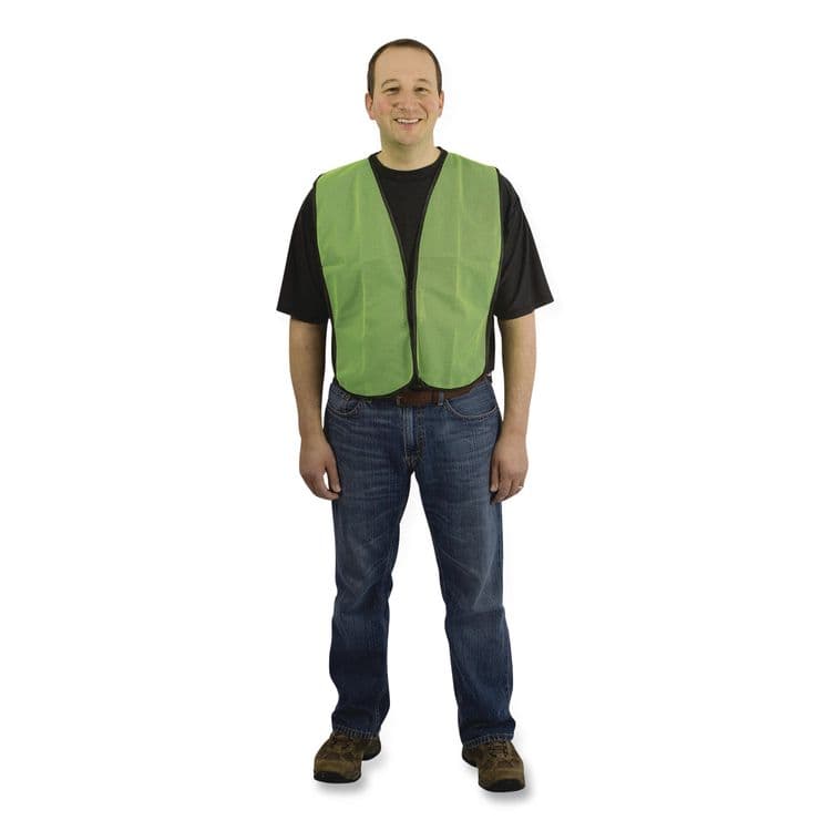 PROTECTIVE INDUSTRIAL PRODUCTS Hook and Loop Safety Vest, One Size Fits Most, Lime (PID3000800LY) thumbnail 2