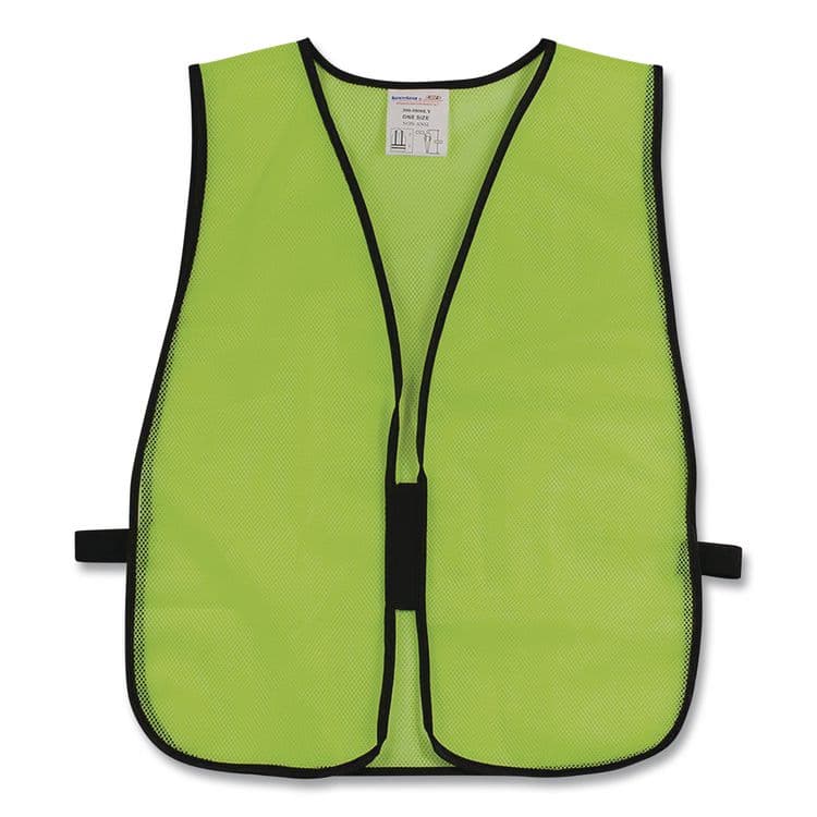PROTECTIVE INDUSTRIAL PRODUCTS Hook and Loop Safety Vest, One Size Fits Most, Lime (PID3000800LY)