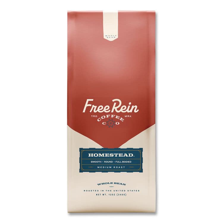 FREE REIN LLC Whole Bean Coffee, Homestead, 12 oz Bag (RENFRE36401)