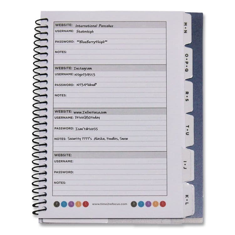 RE-FOCUS THE CREATIVE OFFICE Pocket-Size Password Keeper Log Book, User-Name/Password Format, White/Purple Cover, (60) 7 x 5.5 Sheets (RFCSMPRPLPWBOOK) thumbnail 3