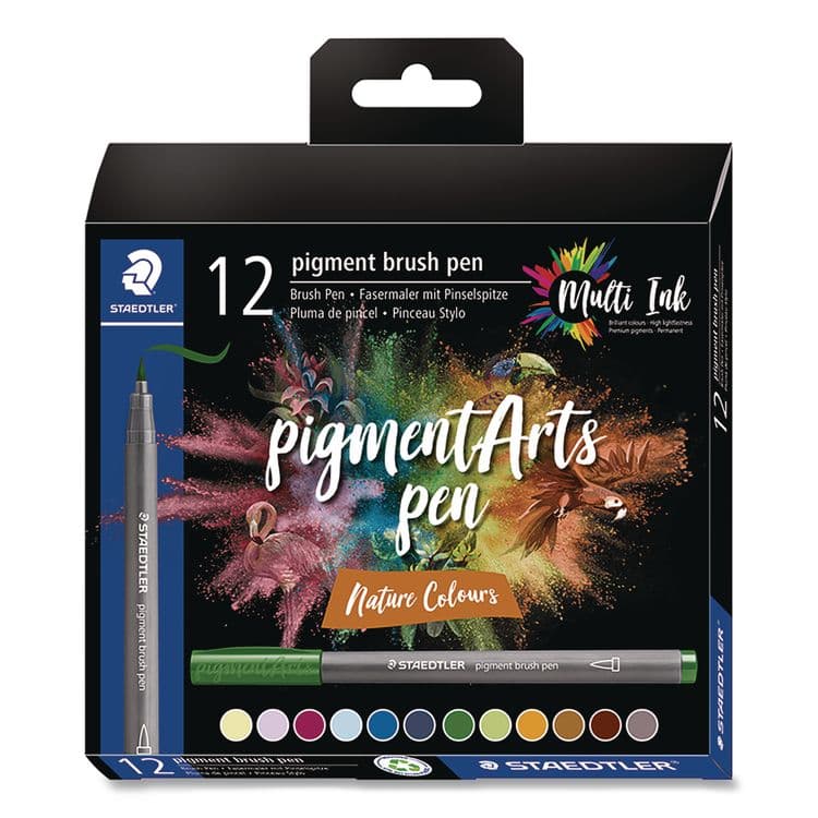 STAEDTLER, . Pigment Brush Pen Set, Medium-Firm Tip, Assorted Nature Colors, 12/Pack (STD371C1231035)