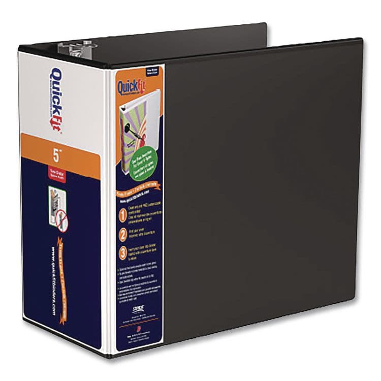 QUICKFIT D-Ring View Binder, 3 Rings, 5" Capacity, 11 x 8.5, Black (STW870701) thumbnail 4