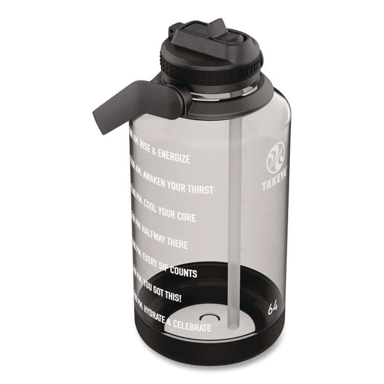 TAKEYA USA CORPORATION Tritan Motivational Plastic Water Bottle, 64 oz, Stormy Black (TKY54145) thumbnail 3