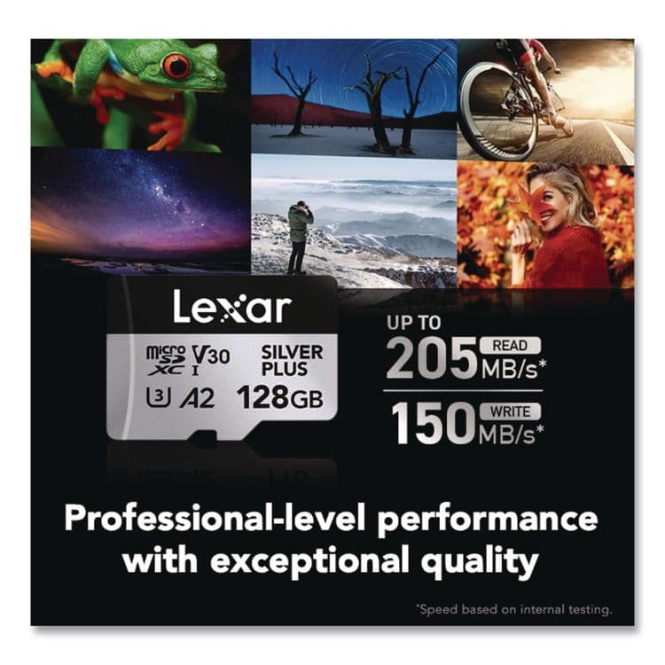 LEXAR MEDIA . Professional SILVER Series microSDXC Memory Card with Adapter, UHS-I, V30 Class 10, 128 GB (LXRLMSSIPL128GB) thumbnail 3