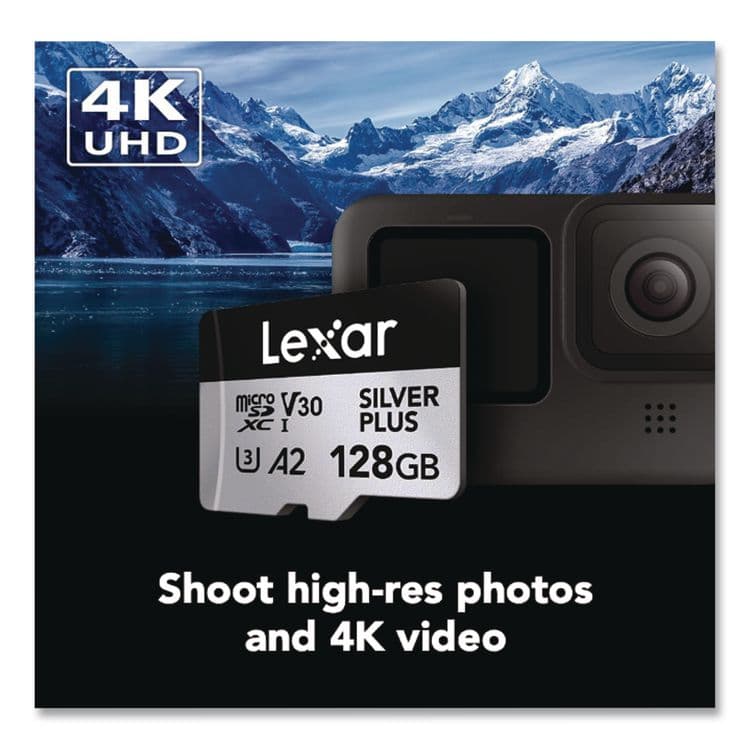 LEXAR MEDIA . Professional SILVER Series microSDXC Memory Card with Adapter, UHS-I, V30 Class 10, 128 GB (LXRLMSSIPL128GB) thumbnail 4