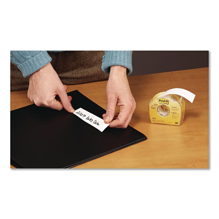 3M/COMMERCIAL TAPE DIV. Labeling and Cover-Up Tape, Non-Refillable, 1" x 19.44 yd, White Tape, Clear Dispenser, 24/Carton (MMM658CASE) thumbnail 3