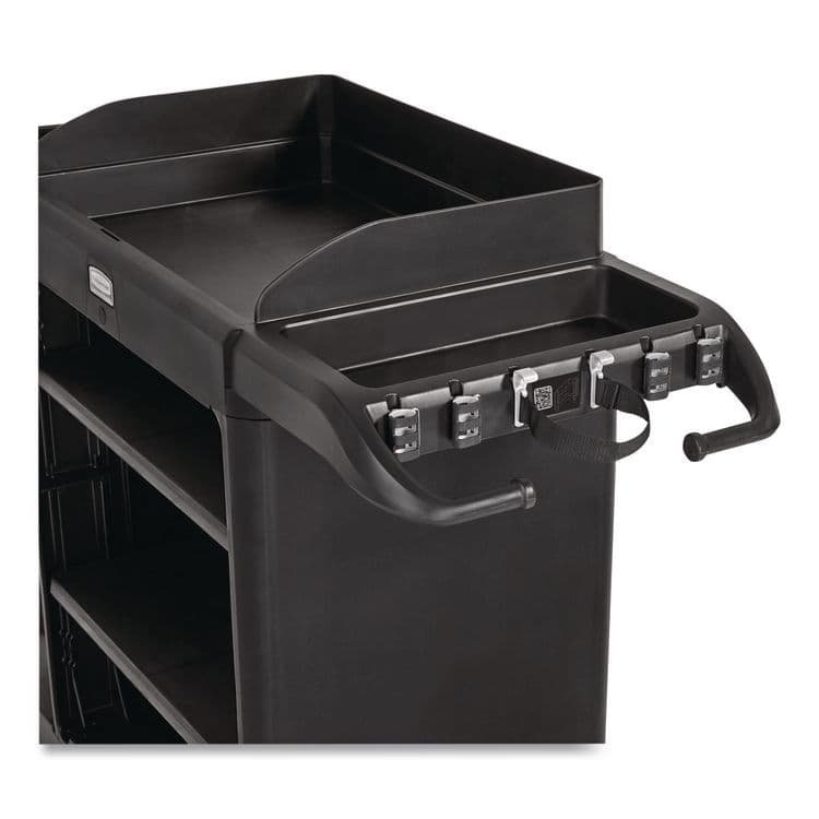 RUBBERMAID COMMERCIAL PROD. Vacuum Holder, For All Rubbermaid Commercial Full Size and Compact Housekeeping Carts, Plastic, Black, 6/Carton (RCP2202571)